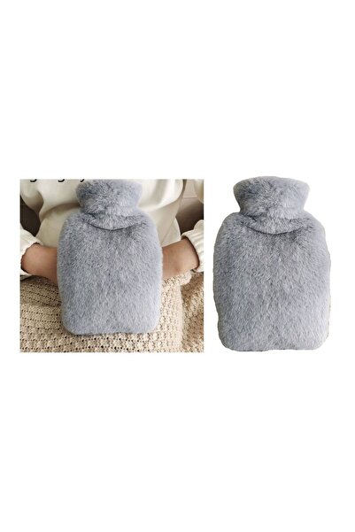 Sia Hot Water Bag with Side Pocket Gray Plush Thermophor 27X17X2Cm 750ml