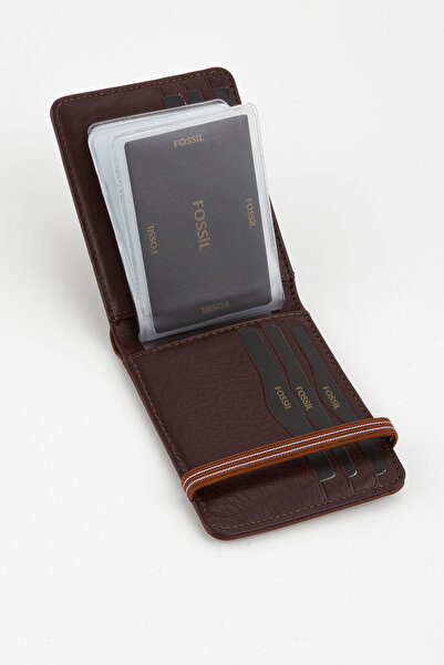 Fossil Kutulu Hakiki Deri Şeffaf Kartlıklı Taba Lastik Kapamalı El Portföyü Kartlık Cüzdan
