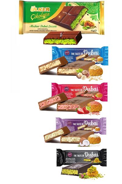 Ülker Dubai Chocolate - 93 g and Elite, 30 g X 4 Pcs (5 Different Tastes)