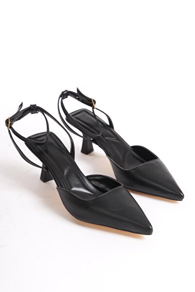 Bak Store Black Pointed Toe Buckle Women's Stiletto
