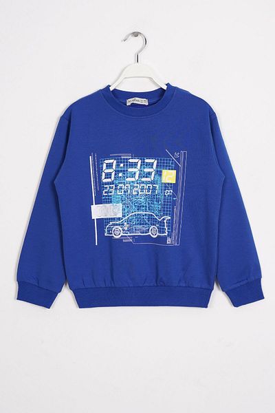 zepkids Crew Neck Car Printed Saks Color Boy's Sweatshirt