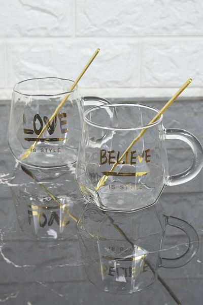 SepetçiBaba Believe - Glass Mug Set for 2 People