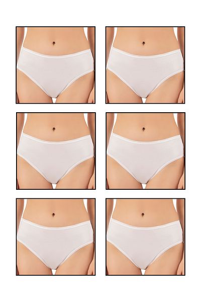 ÖZKAN underwear Özkan 6121 Pachet de 6 chiloți bato cu talie înaltă pentru femei, din bumbac Lycra