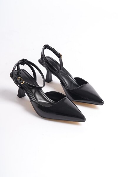 Bak Store Black Patent Leather - Pointed Toe Buckle Women's Heeled Shoes