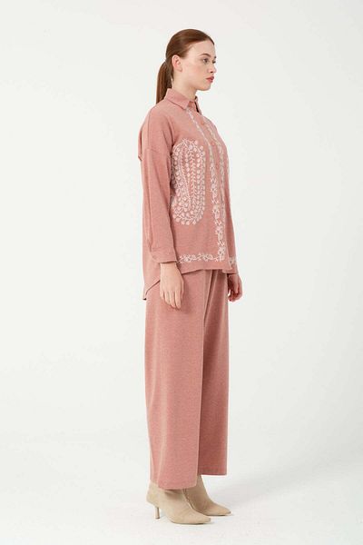Hatun Atila Hera 7671 Powder - Embroidered Double Fabric Set