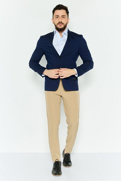 Calvin Klein Men Slim Fit Plain Semi-formal Blazer, Navy Blue