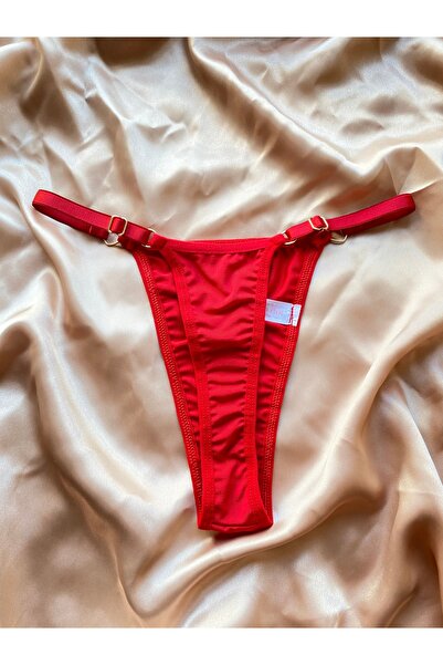 Maly Love Kadın Kırmızı Kalp Detaylı Ayarlanır Bel Tanga String