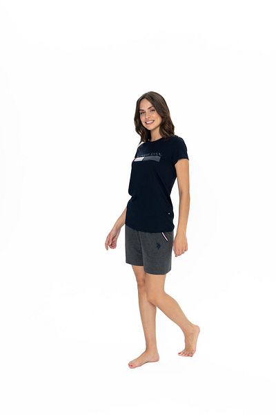 U.S. Polo Assn. Costum pentru femei, licențiat, USPA, (marine) cu pantaloni scurți