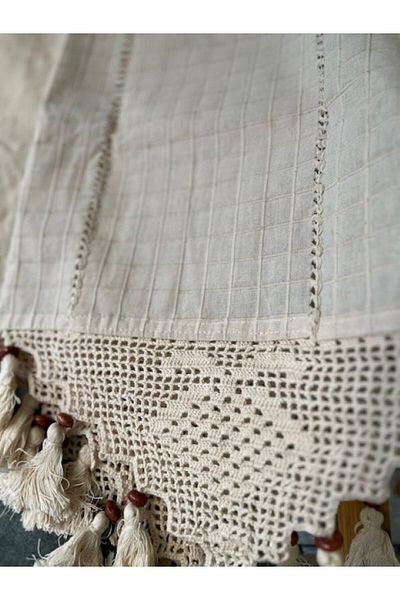 madamemuko Madame Muko Natural Handmade Kitchen Curtain 120X180 Cm-Cream