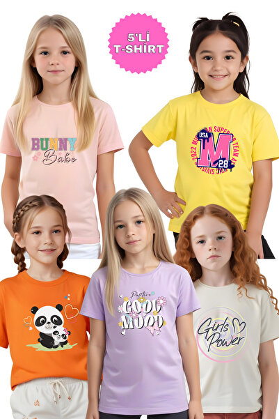FYK COLLECTİON 5-dijelna majica za devojčice s printom Mood-Anne Panda-Power-...