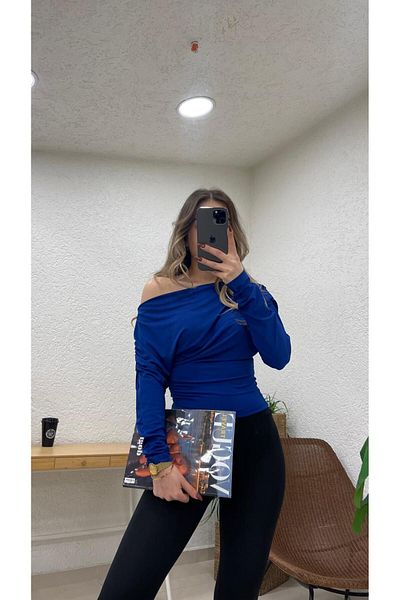Nazline BLUZĂ SENDY CU MÂNECĂ LUNGĂ DETALIE CU șnur FĂRĂ UMĂR