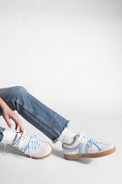 Marjin Forden Blue Retro Damen-Sneaker – Sportschuhe mit doppelter Schnürung
