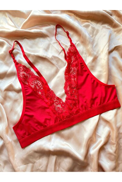 Maly Love Дамски сутиен с червена дантела и регулируеми раменни ленти