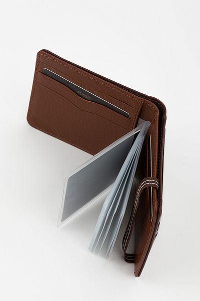 Fossil Boxed Genuine Leather Transparent Card Holder Brown Rubber Closure Hand Portfolio Card Holder Wallet