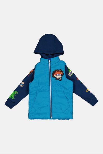 NİCKELODEON Toddler Boy Printed Hooded Jacket, Blue