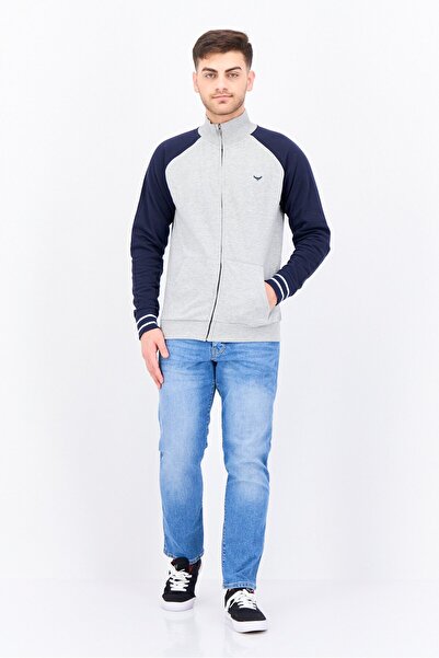 Threadbare Men Mock Neck Embroidered Logo Long Sleeves Sweatshirt, Grey