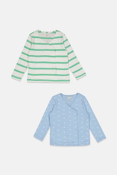 Tchibo Toddlers Unisex 2 Pcs Long Sleeves Wrap Jacket, Blue