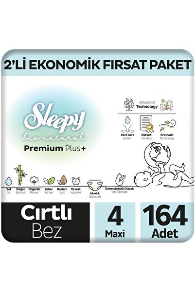 Sleepy Bio Natural Premium Plus 2'li Ekonomik Fırsat Paketi Bebek Bezi 4 Numa...