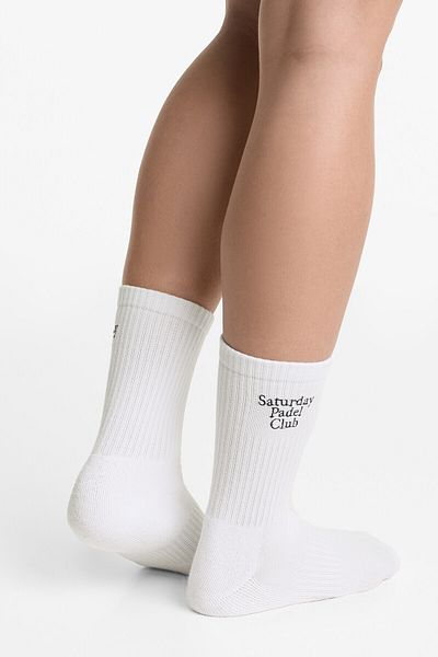 Oysho Striped rib cotton blend classic sports socks with embroidery