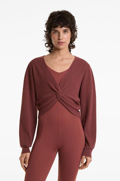 Oysho Knit crop jumper with crossover design