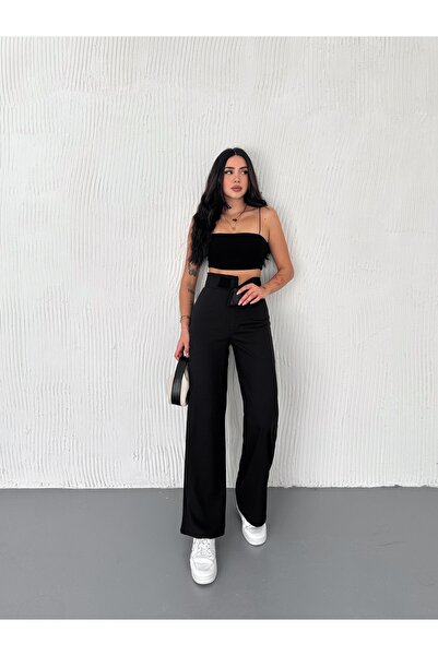 Gugus KADIN NEW MODEL KUMAŞ PANTOLON BELİ CIRTLI BOL PAÇA PALAZZO GENİŞ PAÇA