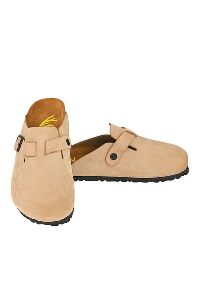 Moosefield Papuci Boston Clog pentru femei din piele naturală bej