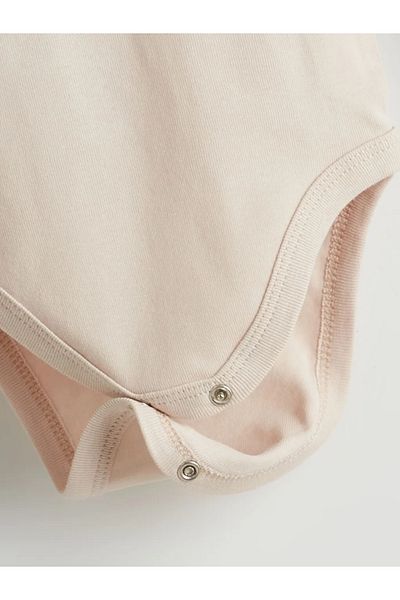 LC Waikiki Lcw Baby Beige Crew Neck Printed Baby Boy Snap Bodysuit