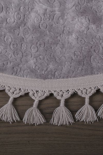Dokumacıoğlu Nova Grey Round Pompom Χαλάκι Μπάνιου - 120x120 cm, Αντιολισθητικό Χαλί και Πλένεται με Κρόσσια