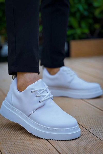 TB Terzi Bey Tb-X3 Tailor Bey White Skin Lace-Up Casual Men's Shoes