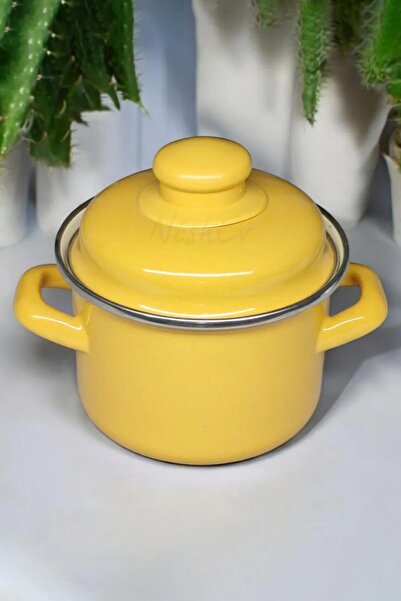 Nishev.com Evini Sev İtalyan Emaye Mini Derin Tencere 12 cm 900 ml – Sarı