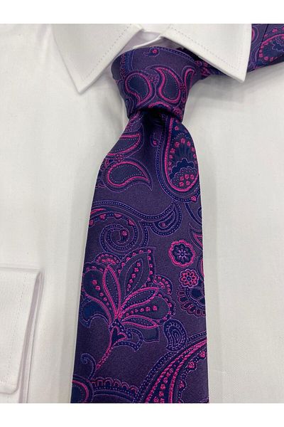 Sarar Woven Fabric Patterned Purple Tie