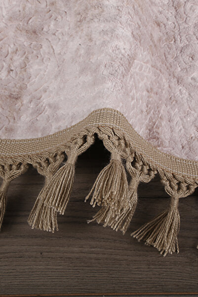 Dokumacıoğlu Nova Mink (100x100 cm) - Στρογγυλό πομπόν με κρόσσια, αντιολισθητικό πατάκι μπάνιου που πλένεται