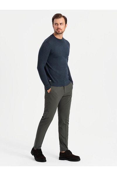 OMBRE Trend pentru bărbați tricotat pe jumătate cu gât cu viscoză - bleumarin V4 OM-SWTN-0125 XXL