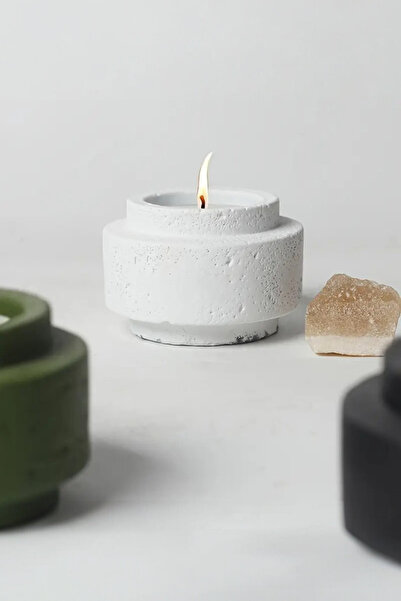 Havalı Tasarım Silindir Meteor Mum Beyaz