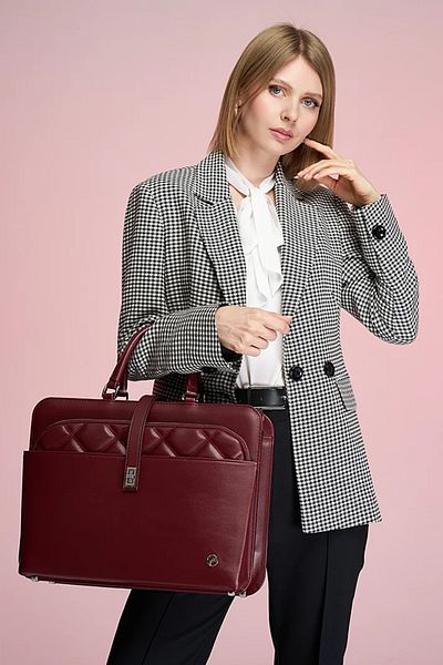MORCA حقيبة كمبيوتر محمول نسائية مبطنة باللون الأحمر الداكن