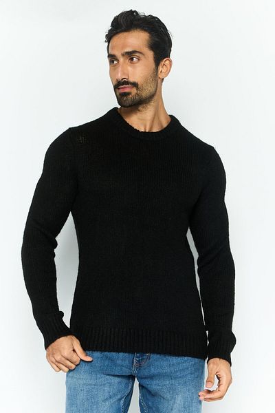 Michael Kors Men Crew Neck Long Sleeve Textured Sweatshirt, Black