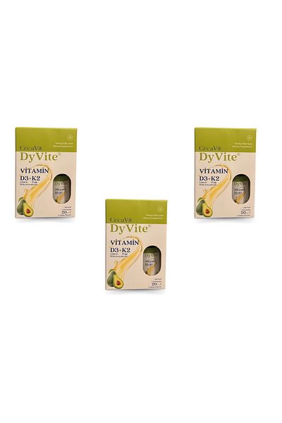 Creavit Vitamin Dyvite ®   Vitamin D3K2, Avocado Oily, Lemon Flavored Food Supplement 3 Pieces