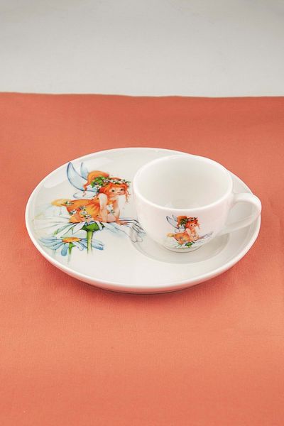 Bursa Porselen Dekor Coffee Cup Set with Orange Fairy Presentation