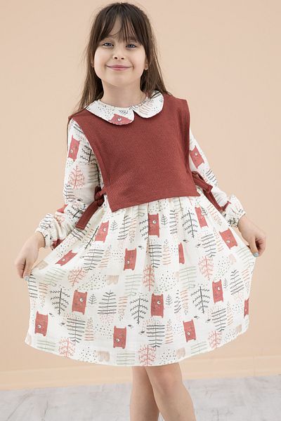 Cansın Mini Rochie cu mânecă lungă pentru fete cu model 20217