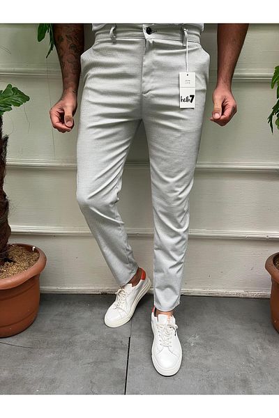hello7 Ανδρικό λινό παντελόνι Anthracite Slim Fit Flexible Lycra