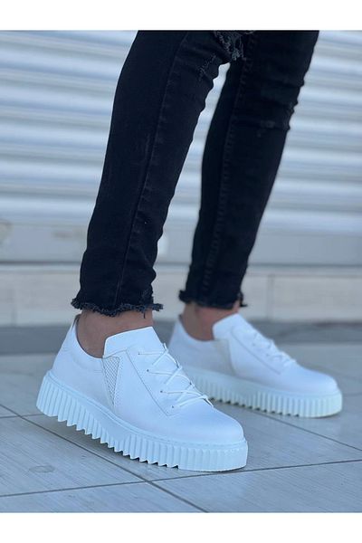 TB Terzi Bey Tb-x502 Tailor Bey White Skin Ψηλή Λευκή Σόλα Δαντέλα Λεπτομερή ελαστικά casual ανδρικά παπούτσια