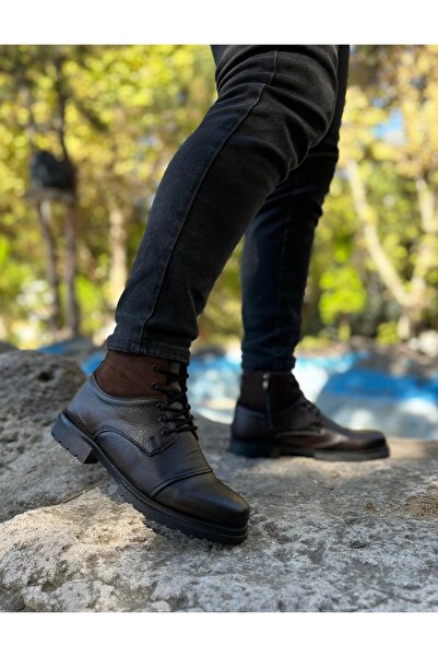 FAYMAZ Ανδρικές καστόρινες λεπτομερείς καφέ μπότες προσωπικότητας