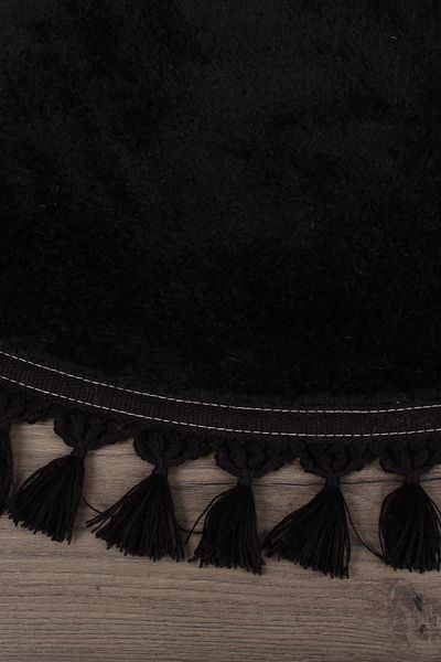 Dokumacıoğlu Relax Black (120x120 cm) Στρογγυλό χαλάκι μπάνιου με κρόσσια, αντιολισθητικό χαλί που πλένεται