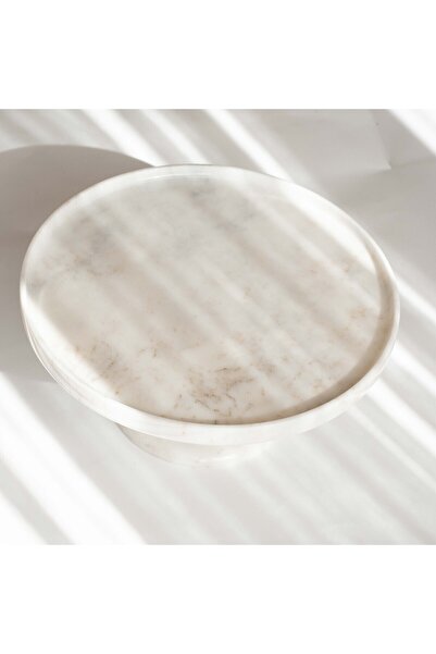 marbelix Gaia 32cm Marble Ultra Wide and Footed Cake & Pastry Presentation - Cake Stand - Plastic Jar Included