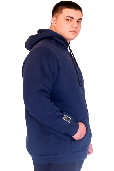 ModeXL Бронкс U24560 Индиго мъжка суитшърт с качулка - с цип, голям размер