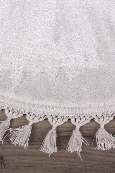 Dokumacıoğlu Relax Grey Large Round (150x150 cm) Χαλάκι μπάνιου με κρόσσια πομπόν, χαλί αντιολισθητικό που πλένεται