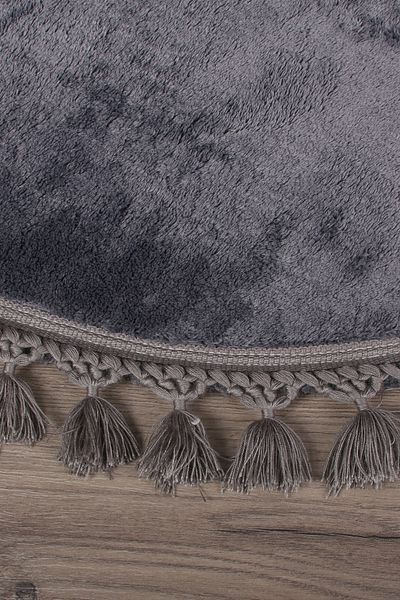 Dokumacıoğlu Relax Anthracite (100x100 cm) Στρογγυλό χαλάκι μπάνιου με κρόσσια, αντιολισθητική βάση που πλένεται