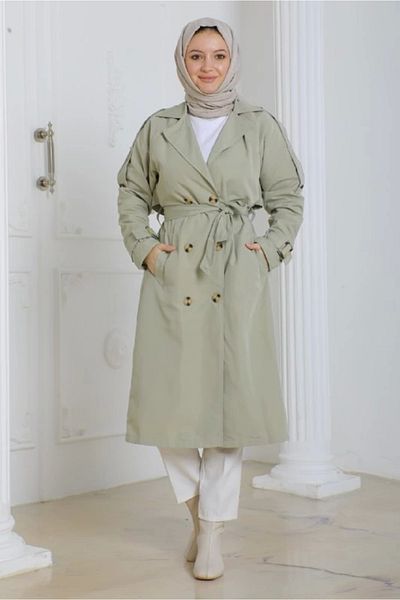 Nevayla Moda Γυναικεία καμπαρντίνα με ζώνη / M0109 - Κρέμα