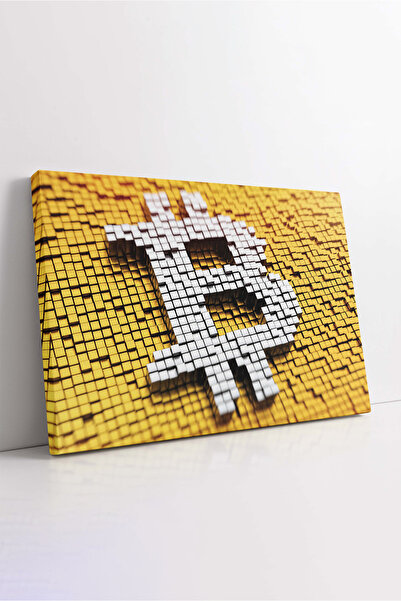 KOSS Dijital Οριζόντια ζωγραφική σε καμβά με θέμα το Bitcoin σε κίτρινες αποχ...