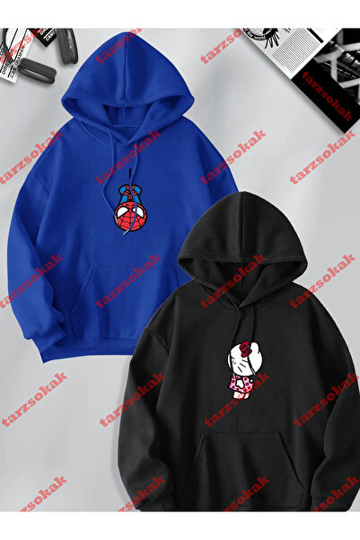 Tarzsokak Hanorac cu glugă cu design special, imprimat cu Spiderman și Hello ...